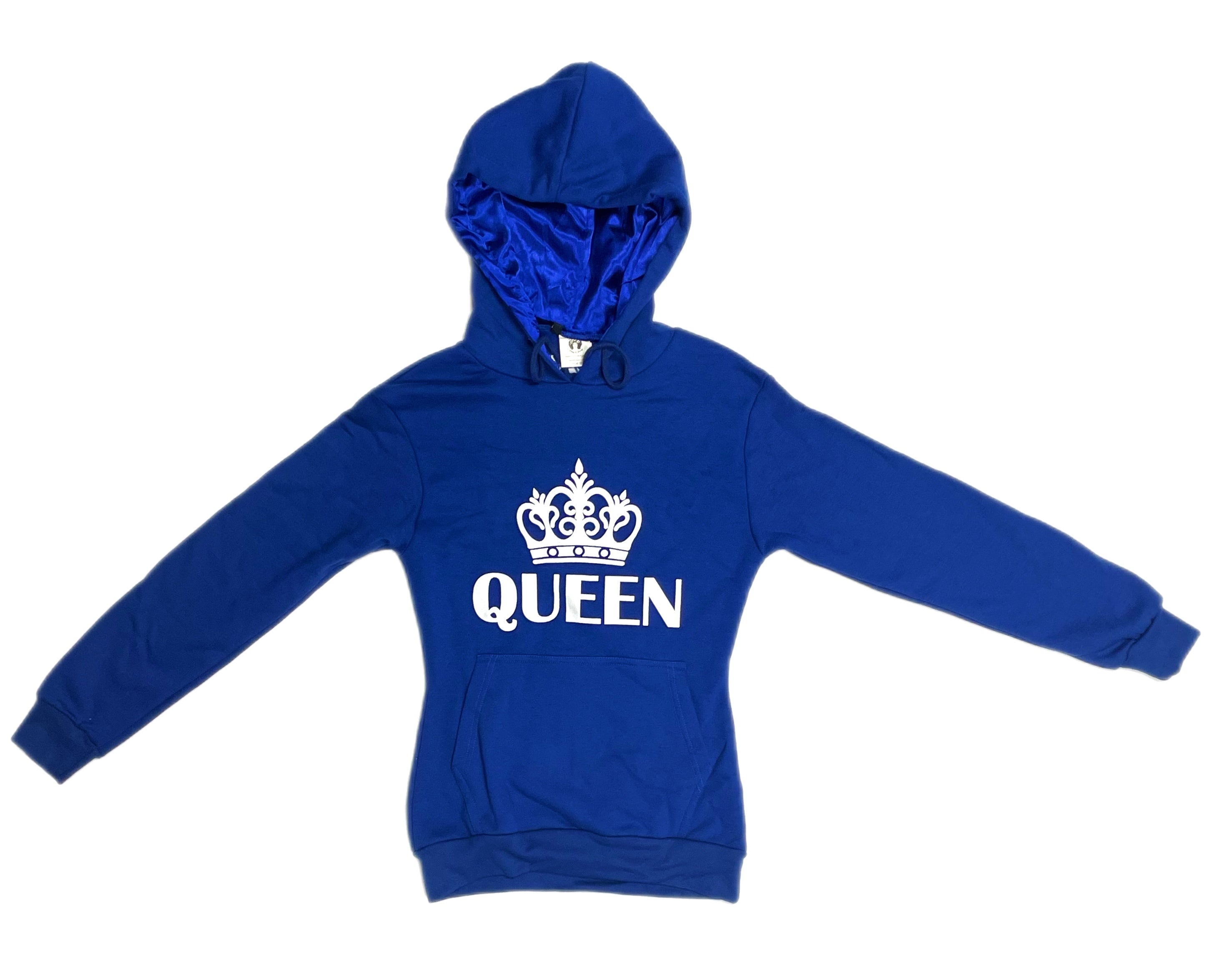 For the QUEEN s satin lined hoodie Royal Blue